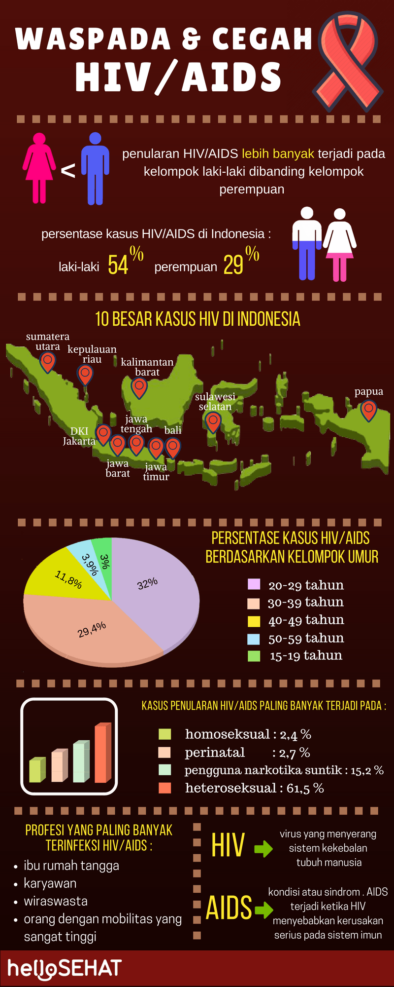 Bună ziua sănătoasă hiv ajutoare infographic în Indonezia